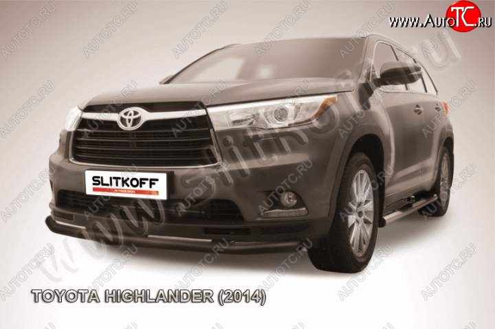 10 999 р. защита переднего бампера Slitkoff Toyota Highlander XU50 дорестайлинг (2013-2017) (Цвет: серебристый)  с доставкой в г. Йошкар-Ола