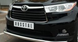 16 999 р. Одинарная защита переднего бампера диаметром 63 мм SLITKOFF Toyota Highlander XU50 дорестайлинг (2013-2017)  с доставкой в г. Йошкар-Ола. Увеличить фотографию 3