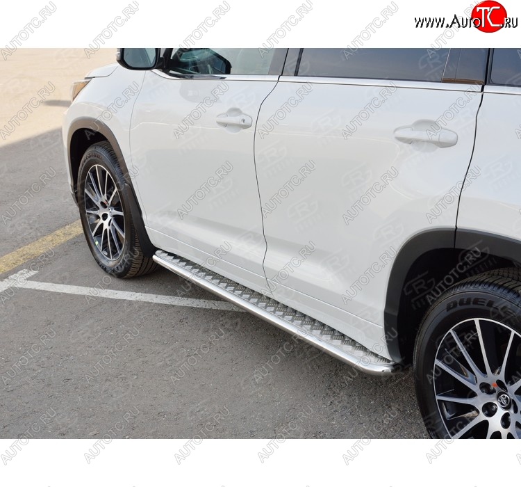 23 799 р. Широкая защита порогов с трубой диаметром 42 мм SLITKOFF v2 Toyota Highlander XU50 дорестайлинг (2013-2017)  с доставкой в г. Йошкар-Ола