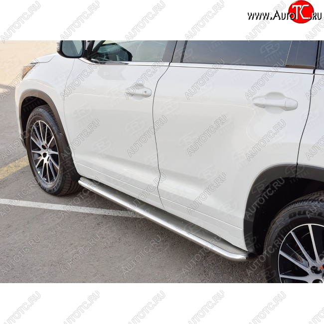 42 899 р. Широкая защита порогов с трубой диаметром 42 мм SLITKOFF v3  Toyota Highlander  XU50 (2013-2017) дорестайлинг  с доставкой в г. Йошкар-Ола