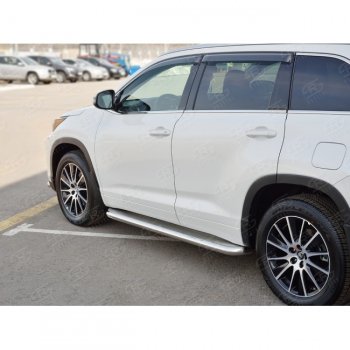 48 999 р. Порожки для ног (Ø63 мм) SLITKOFF  Toyota Highlander  XU50 (2016-2020) рестайлинг (лист - нержавейка, профиль - нержавейка)  с доставкой в г. Йошкар-Ола. Увеличить фотографию 2