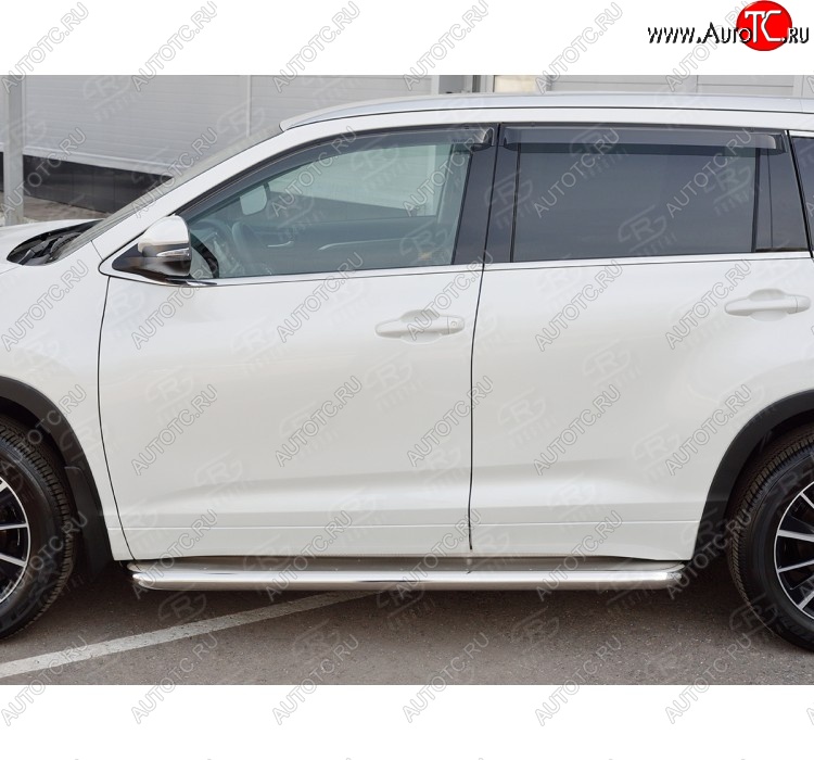 48 999 р. Порожки для ног (Ø63 мм) SLITKOFF  Toyota Highlander  XU50 (2016-2020) рестайлинг (лист - нержавейка, профиль - нержавейка)  с доставкой в г. Йошкар-Ола