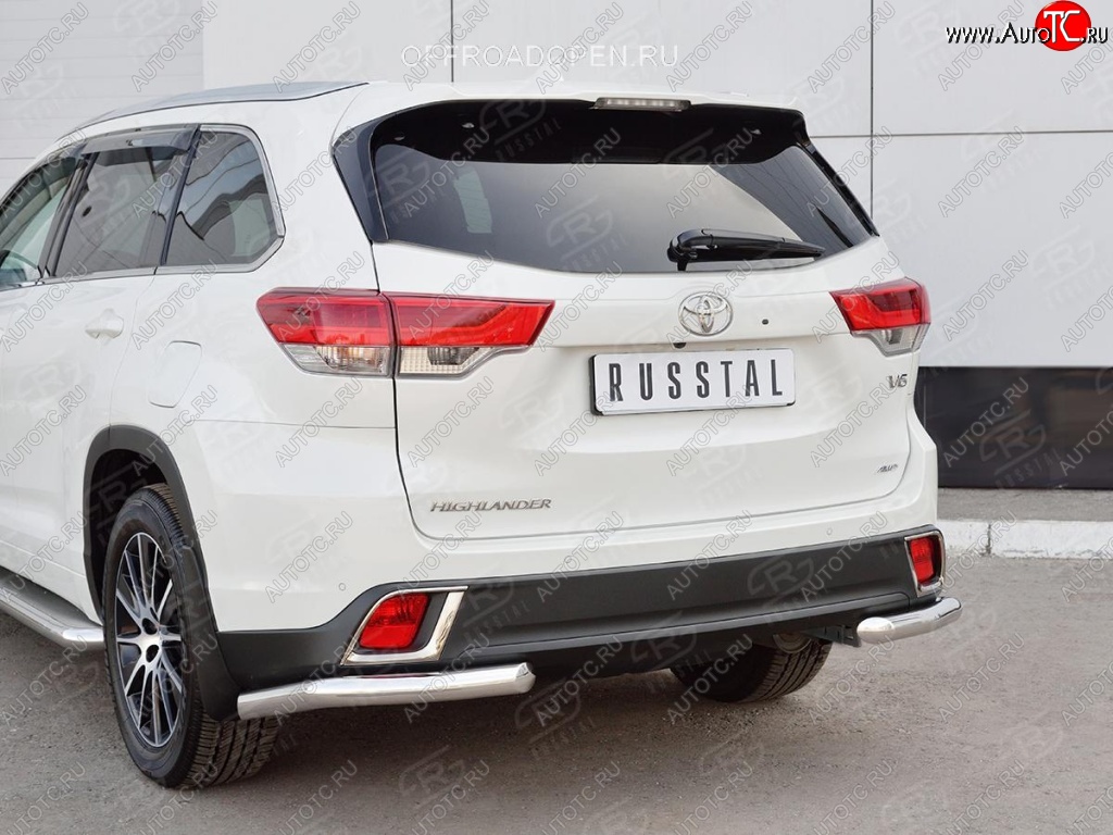 15 999 р. Защита заднего бампера (Ø63 мм уголки, нержавейка) SLITKOFF Toyota Highlander XU50 дорестайлинг (2013-2017)  с доставкой в г. Йошкар-Ола