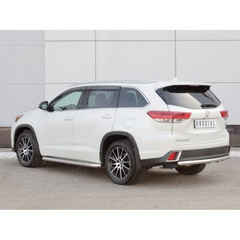 16 799 р. Защита заднего бампера (Ø63 мм, нержавейка) SLITKOFF  Toyota Highlander  XU50 (2013-2017) дорестайлинг  с доставкой в г. Йошкар-Ола. Увеличить фотографию 2