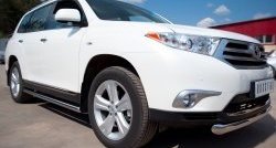 13 299 р. Защита порогов из круглой трубы диаметром 76 мм (рестайлинг) Russtal  Toyota Highlander  XU40 (2010-2013) рестайлинг (Защита порогов с со скосами на торцах (вариант 1))  с доставкой в г. Йошкар-Ола. Увеличить фотографию 12