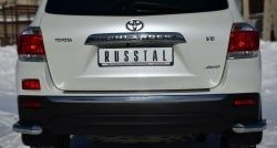 Защита заднего бампера (Ø63 мм уголки, нержавейка) SLITKOFF Toyota (Тойота) Highlander (Хайлэндер)  XU40 (2010-2013) XU40 рестайлинг