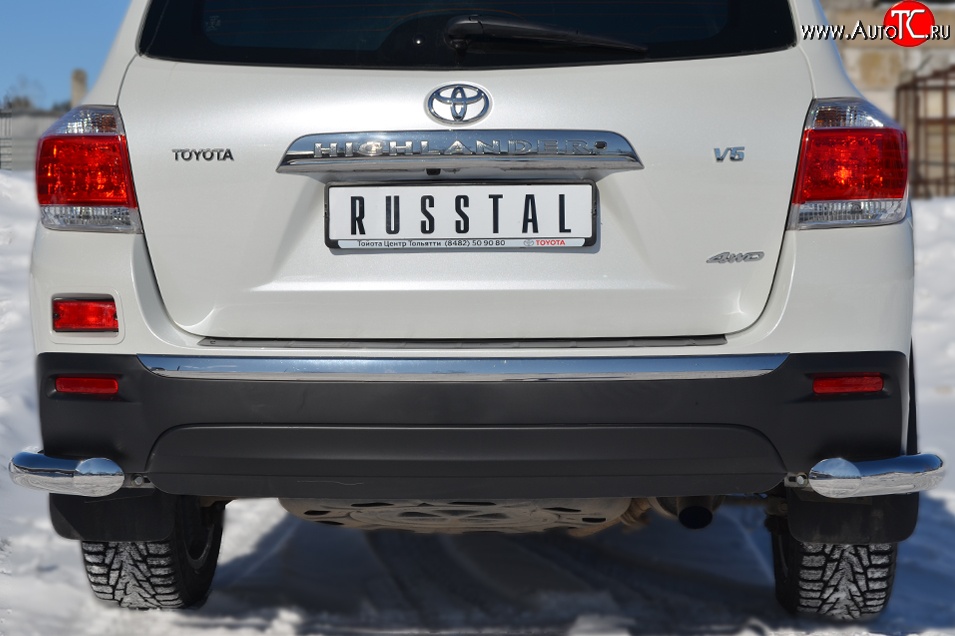 11 299 р. Защита заднего бампера (Ø76 мм уголки, нержавейка) SLITKOFF  Toyota Highlander  XU40 (2010-2013) рестайлинг  с доставкой в г. Йошкар-Ола