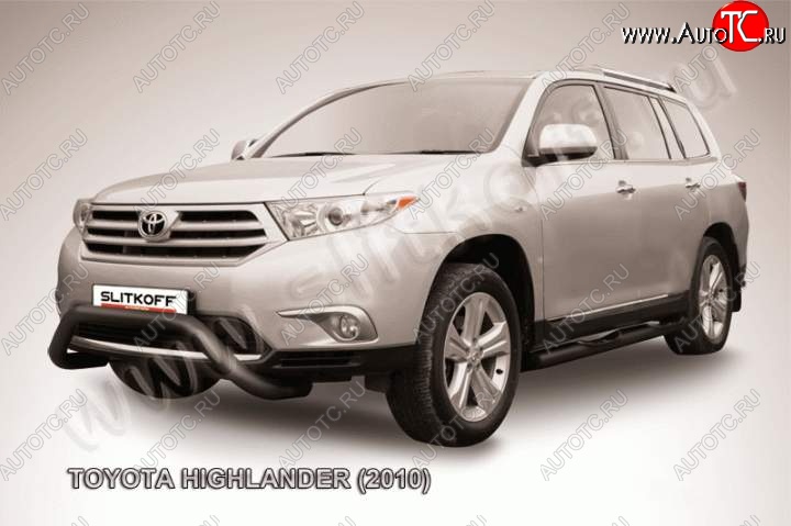 22 649 р. Кенгурятник d76 низкий мини чернаый Toyota Highlander XU40 рестайлинг (2010-2013) (Цвет: серебристый)  с доставкой в г. Йошкар-Ола