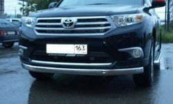 Защита переднего бампера d75x42 мм Металл Дизайн Toyota Highlander XU40 рестайлинг (2010-2013) ()