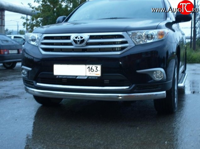 11 499 р. Защита переднего бампера d75x42 мм Металл Дизайн Toyota Highlander XU40 рестайлинг (2010-2013) (полированная нержавейка)  с доставкой в г. Йошкар-Ола