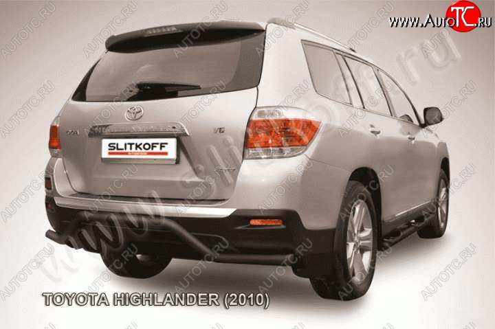 9 099 р. Защита задняя Slitkoff  Toyota Highlander  XU40 (2010-2013) рестайлинг (Цвет: серебристый)  с доставкой в г. Йошкар-Ола