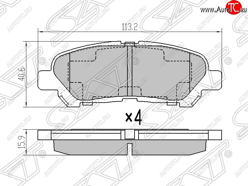 979 р. Колодки тормозные SAT (задние) Toyota Highlander XU40 дорестайлинг (2007-2010)  с доставкой в г. Йошкар-Ола