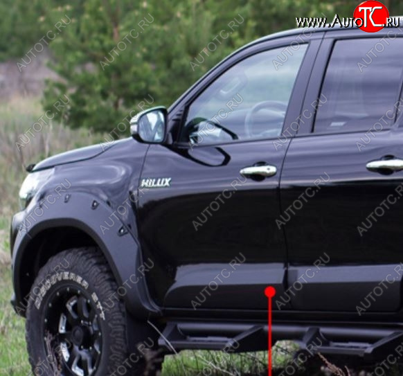 3 179 р. Молдинг двери RA (передний левый)  Toyota Hilux  AN120 (2016-2020) дорестайлинг (Поверхность глянец под покраску, Неокрашенный)  с доставкой в г. Йошкар-Ола