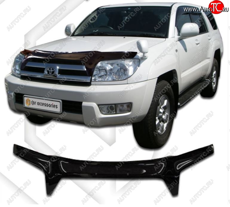 2 599 р. Дефлектор капота (N215) CA-Plastiс  Toyota Hilux Surf  N210 (2002-2005) дорестайлинг (Classic черный, Без надписи)  с доставкой в г. Йошкар-Ола