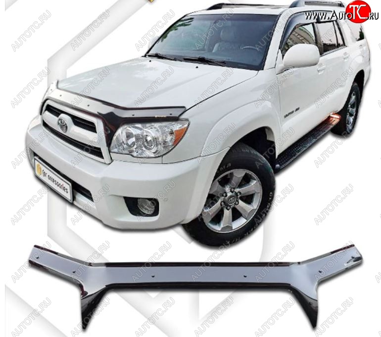 2 599 р. Дефлектор капота (GRN215W, TRN210W, TRN215W) CA-Plastiс  Toyota Hilux Surf  N210 (2005-2009) рестайлинг (Classic черный, Без надписи)  с доставкой в г. Йошкар-Ола