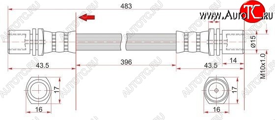 679 р. Тормозной шланг SAT (левый/правый) Toyota Hilux Surf N120,N130 5 дв. дорестайлинг (1989-1991)  с доставкой в г. Йошкар-Ола