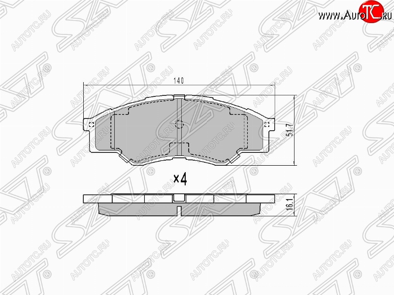 829 р. Колодки тормозные (передние) (короткая база) SAT  Toyota Hilux  AN10,AN20 (2004-2011) дорестайлинг, 1-ый рестайлинг  с доставкой в г. Йошкар-Ола