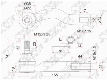 739 р. Левый наконечник рулевой тяги SAT Toyota Ipsum ACM20 дорестайлинг (2001-2003)  с доставкой в г. Йошкар-Ола. Увеличить фотографию 1