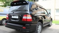 8 149 р. Накладка на задний бампер CT Toyota Land Cruiser 100 дорестайлинг (1998-2002) (Неокрашенная)  с доставкой в г. Йошкар-Ола. Увеличить фотографию 2