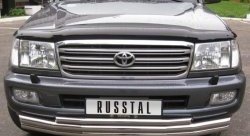 Тройная защита переднего бампера SLITKOFF из труб диаметром по 63 мм Toyota (Тойота) Land Cruiser (Лэнд)  100 (1998-2007) 100 дорестайлинг, 1-ый рестайлинг, 2-ой рестайлинг