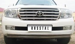 Защита переднего бампера (2 трубыØ63 мм, нержавейка) SLITKOFF Toyota Land Cruiser 100 дорестайлинг (1998-2002)