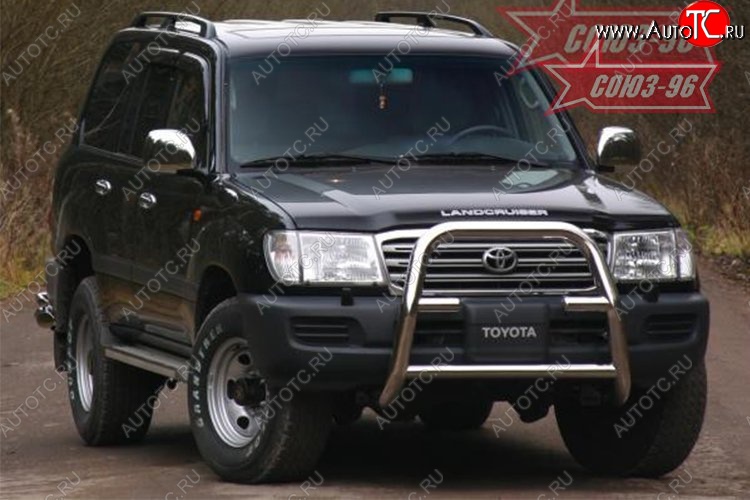 23 039 р. Защита переднего бампера под лебедку Souz-96 (d76) Toyota Land Cruiser 100 дорестайлинг (1998-2002)  с доставкой в г. Йошкар-Ола