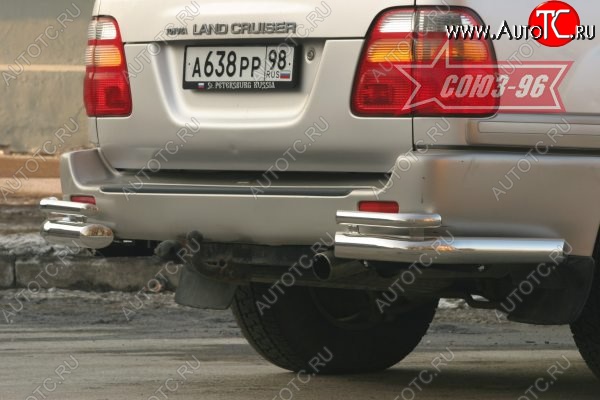 22 454 р. Защита заднего бампера из боковых уголков Souz-96( d76) Toyota Land Cruiser 100 дорестайлинг (1998-2002)  с доставкой в г. Йошкар-Ола