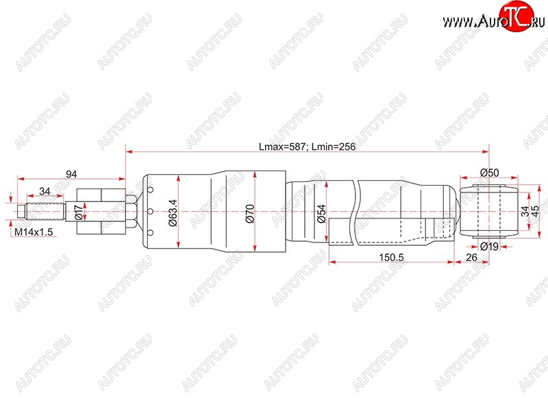 2 599 р. Амортизатор задний LH=RH SAT Toyota Land Cruiser 100 дорестайлинг (1998-2002)  с доставкой в г. Йошкар-Ола