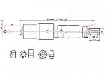 Амортизатор задний LH=RH SAT Toyota Land Cruiser 80 (1989-1997)