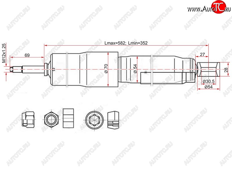 2 599 р. Амортизатор задний LH=RH SAT Toyota Land Cruiser 80 (1989-1997)  с доставкой в г. Йошкар-Ола