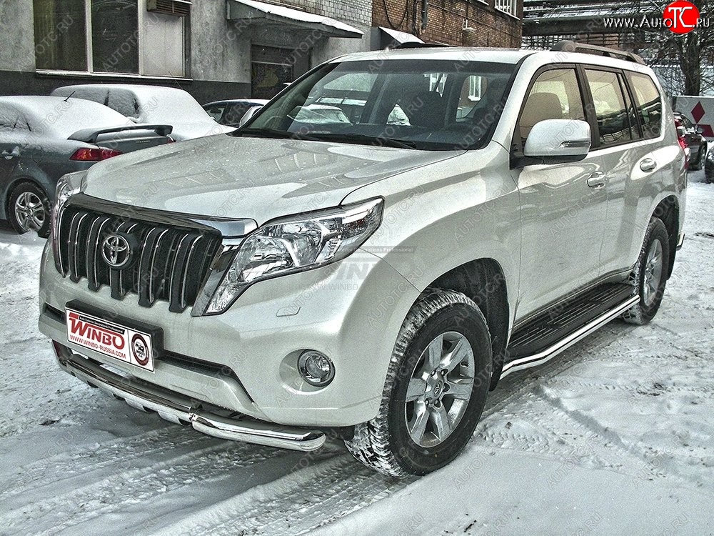 15 799 р. Защита переднего бампера WINBO (Ø76 мм, нержавейка) Toyota Land Cruiser Prado J120 (2002-2009)  с доставкой в г. Йошкар-Ола