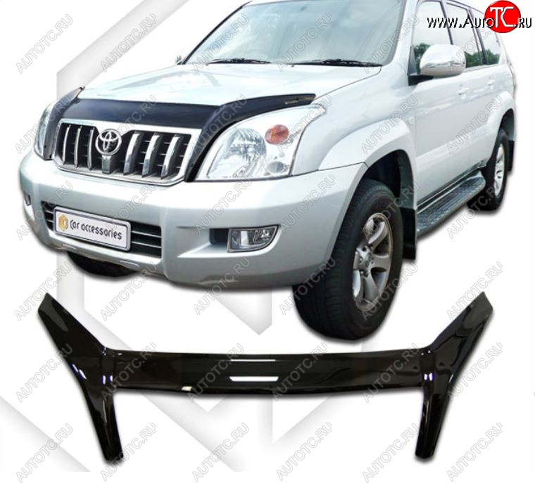 2 899 р. Дефлектор капота (J120-J125) CA-Plastic exclusive  Toyota Land Cruiser Prado  J120 (2002-2009) (серия Classic черный, Без надписи)  с доставкой в г. Йошкар-Ола