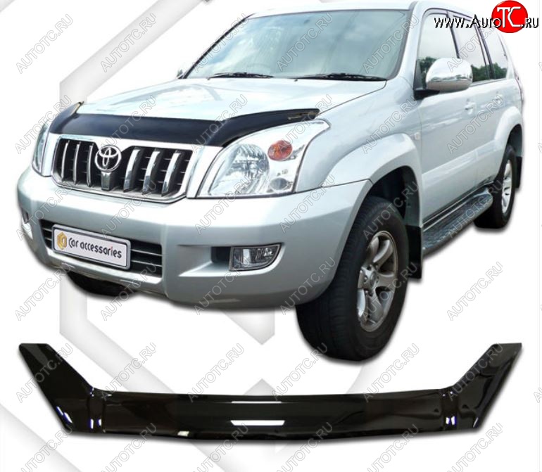 2 199 р. Дефлектор капота ( J120-J125) CA-Plastic  Toyota Land Cruiser Prado  J120 (2002-2009) (Classic черный, Без надписи)  с доставкой в г. Йошкар-Ола