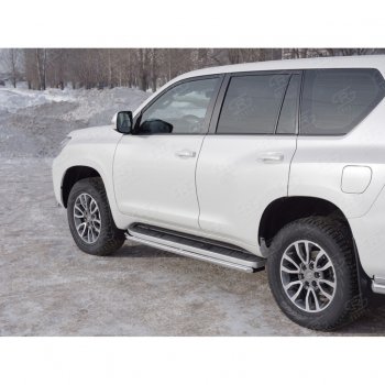 15 999 р. Защита порогов (Ø42 мм, нержавейка) SLITKOFF  Toyota Land Cruiser Prado  J150 (2017-2020) 2-ой рестайлинг  с доставкой в г. Йошкар-Ола. Увеличить фотографию 3