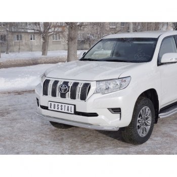 20 399 р. Защита переднего бампера (Ø63 мм, нержавейка) SLITKOFF Toyota Land Cruiser Prado J150 2-ой рестайлинг (2017-2020)  с доставкой в г. Йошкар-Ола. Увеличить фотографию 2