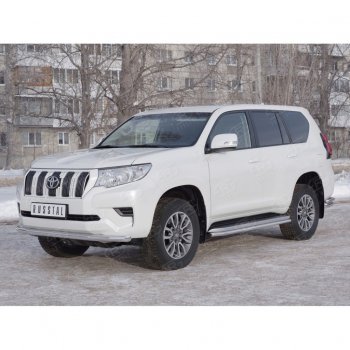 20 399 р. Защита переднего бампера (Ø63 мм, нержавейка) SLITKOFF Toyota Land Cruiser Prado J150 2-ой рестайлинг (2017-2020)  с доставкой в г. Йошкар-Ола. Увеличить фотографию 3