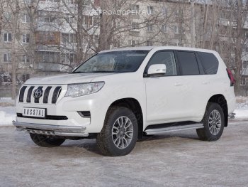 30 999 р. Защита переднего бампера (Ø63 мм c зубами Ø42, нержавейка) SLITKOFF Toyota Land Cruiser Prado J150 2-ой рестайлинг (2017-2020)  с доставкой в г. Йошкар-Ола. Увеличить фотографию 4