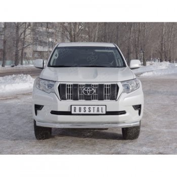 20 999 р. Одинарная защита переднего бампера диаметром 76 мм Toyota Land Cruiser Prado J150 2-ой рестайлинг (2017-2020)  с доставкой в г. Йошкар-Ола. Увеличить фотографию 2