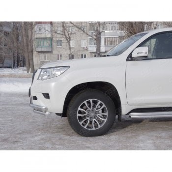 26 499 р. Защита переднего бампера (Ø63 мм с углами, нержавейка) SLITKOFF Toyota Land Cruiser Prado J150 2-ой рестайлинг (2017-2020)  с доставкой в г. Йошкар-Ола. Увеличить фотографию 2