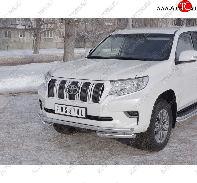 26 499 р. Защита переднего бампера (Ø63 мм с углами, нержавейка) SLITKOFF Toyota Land Cruiser Prado J150 2-ой рестайлинг (2017-2020)  с доставкой в г. Йошкар-Ола