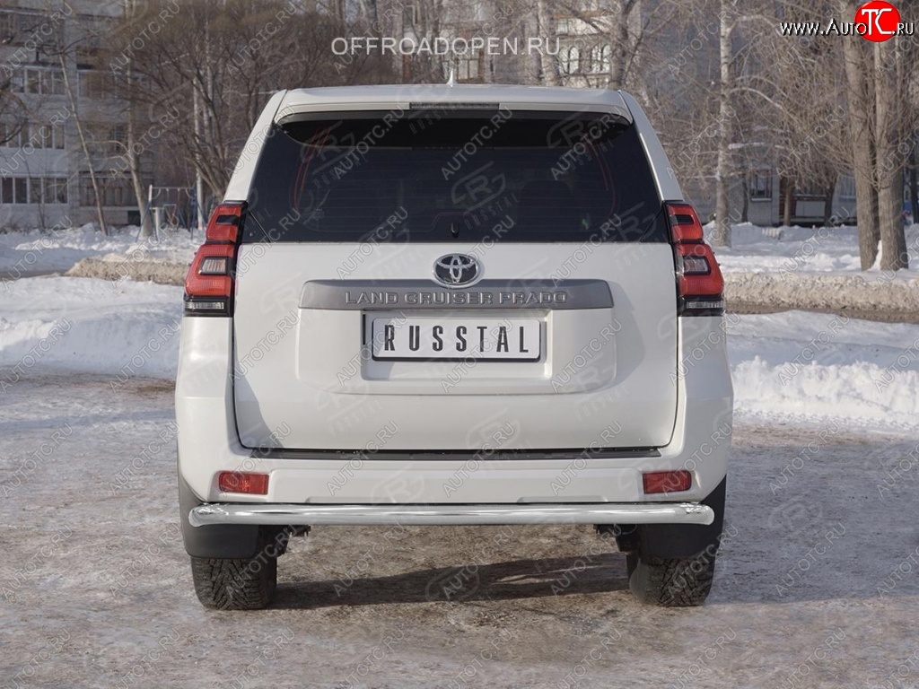 22 549 р. Защита заднего бампера (Ø63 мм, нержавейка) SLITKOFF  Toyota Land Cruiser Prado  J150 (2017-2020) 2-ой рестайлинг  с доставкой в г. Йошкар-Ола