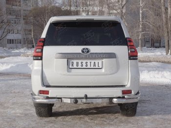 Защита заднего бампера (2 трубы Ø76 и 42 мм уголки, нержавейка) SLITKOFF Toyota Land Cruiser Prado J150 2-ой рестайлинг (2017-2020)