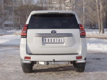 12 249 р. Защита заднего бампера (Ø76 мм уголки, нержавейка) SLITKOFF  Toyota Land Cruiser Prado  J150 (2017-2020) 2-ой рестайлинг  с доставкой в г. Йошкар-Ола. Увеличить фотографию 2