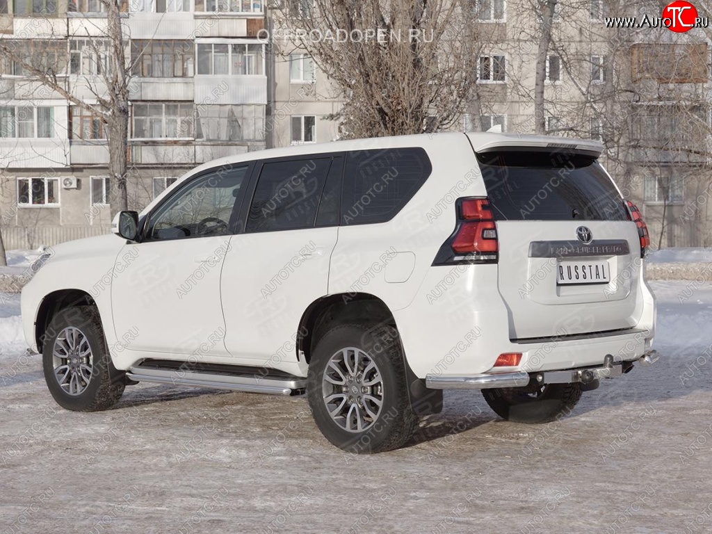 12 249 р. Защита заднего бампера (Ø76 мм уголки, нержавейка) SLITKOFF  Toyota Land Cruiser Prado  J150 (2017-2020) 2-ой рестайлинг  с доставкой в г. Йошкар-Ола