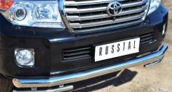 Защита переднего бампера (2 трубы Ø76 и 42 мм, нержавейка) SLITKOFF Toyota Land Cruiser 200 1-ый рестайлинг (2012-2015)