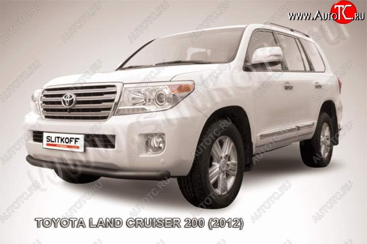 9 999 р. Защита переднего бампер Slitkoff  Toyota Land Cruiser  200 (2012-2015) 1-ый рестайлинг (Цвет: серебристый)  с доставкой в г. Йошкар-Ола