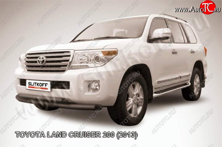 14 949 р. Защита переднего бампер Slitkoff  Toyota Land Cruiser  200 (2012-2015) 1-ый рестайлинг (Цвет: серебристый)  с доставкой в г. Йошкар-Ола