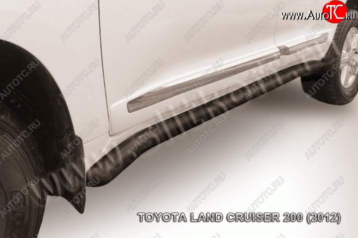 11 449 р. Защита порогов Slitkoff Toyota Land Cruiser 200 1-ый рестайлинг (2012-2015) (Цвет: серебристый)  с доставкой в г. Йошкар-Ола