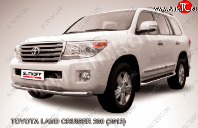 14 099 р. Защита переднего бампера Slitkoff (Ø76 мм)  Toyota Land Cruiser  200 (2012-2015) 1-ый рестайлинг (Нержавейка полированная)  с доставкой в г. Йошкар-Ола