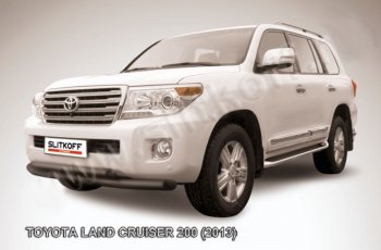 21 349 р. Защита переднего бампера Slitkoff (Ø76 и 57 мм)  Toyota Land Cruiser  200 (2012-2015) 1-ый рестайлинг (Нержавейка полированная)  с доставкой в г. Йошкар-Ола. Увеличить фотографию 2